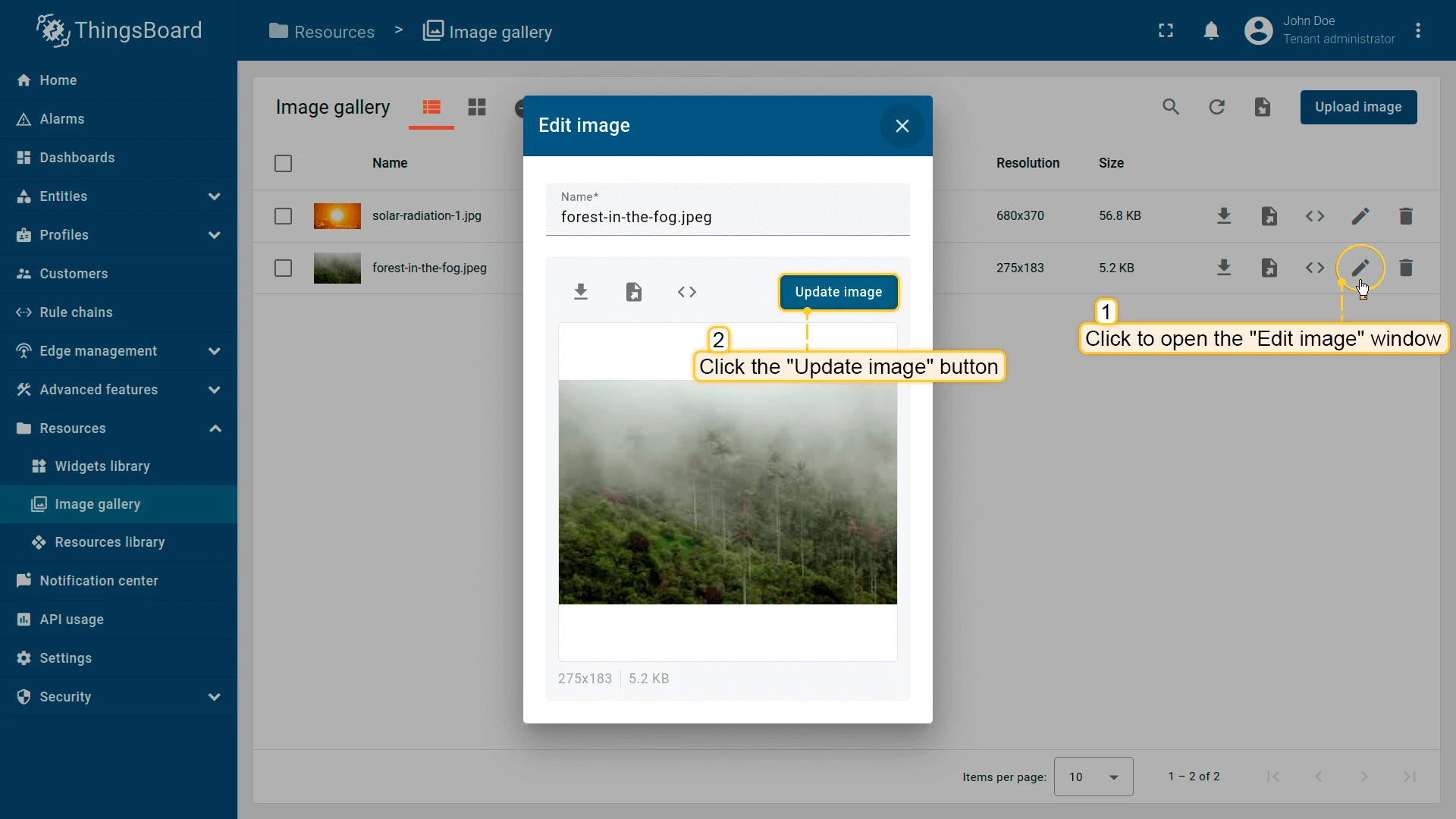 Click Update image button