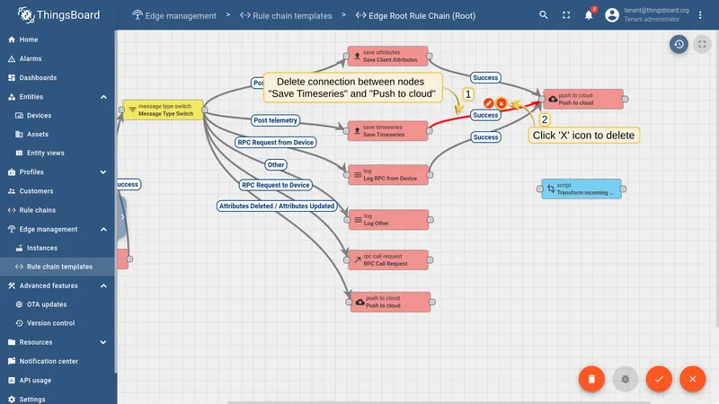 Delete the connection between save timeseries and push to cloud