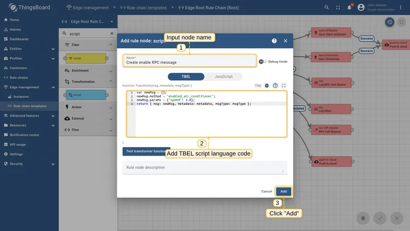 Configure the transformation script