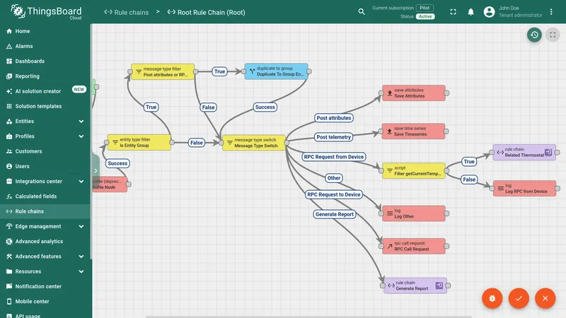 Root rule chain RPC routing configuration
