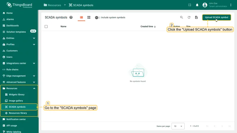 Upload SCADA symbol