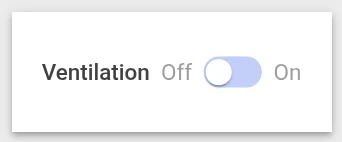 Single switch widget controlling a ventilation relay ON/OFF via shared attribute