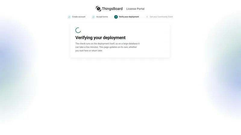 License Portal Verifying your deployment page
