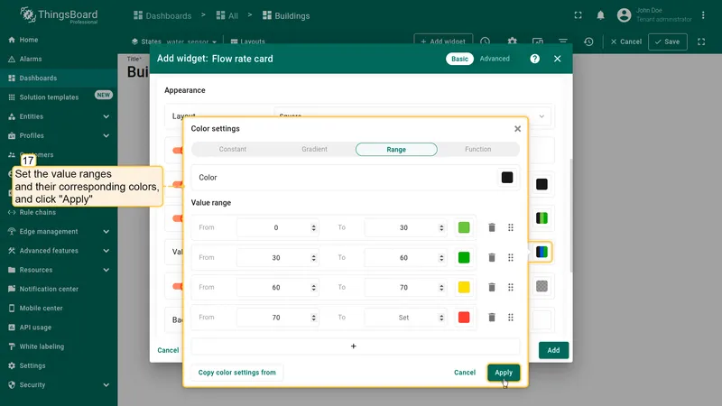 Configure value color ranges