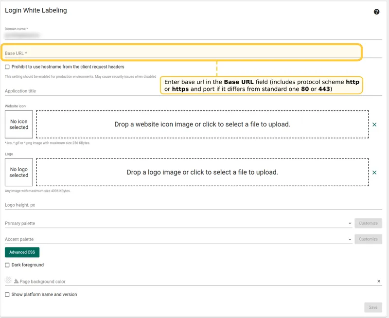Base URL field