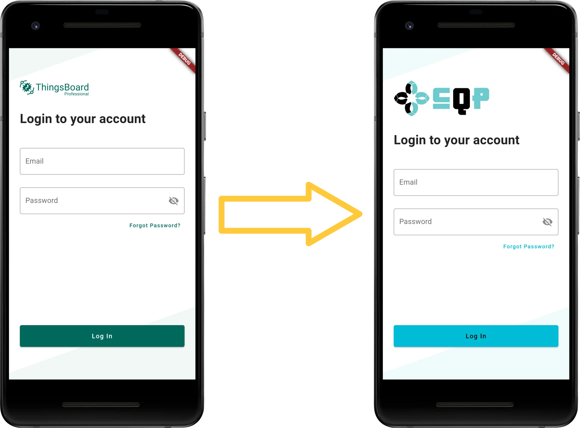 Login screen with custom white-labeling applied