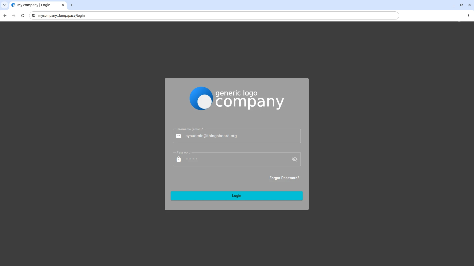 Customized TBMQ login page accessed via custom domain