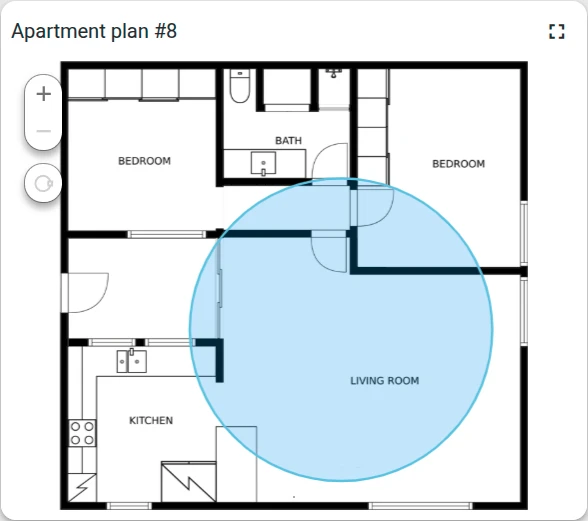 Wi-Fi coverage zone circle on floor plan