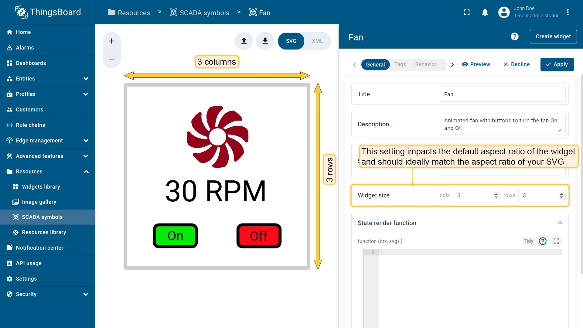 Widget size and aspect ratio