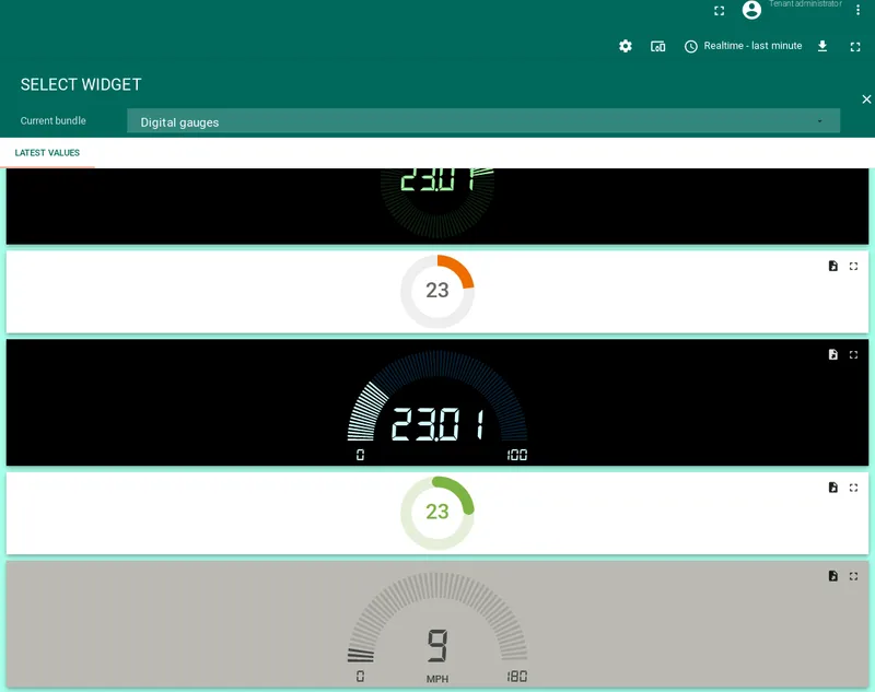 Digital gauges widget showing battery voltage