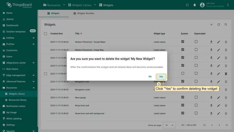 Confirm delete