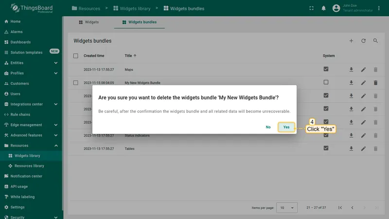 Confirm delete