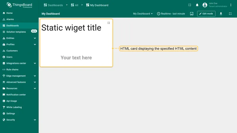 Static widget result