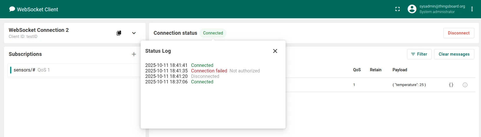 Connection status history on hover