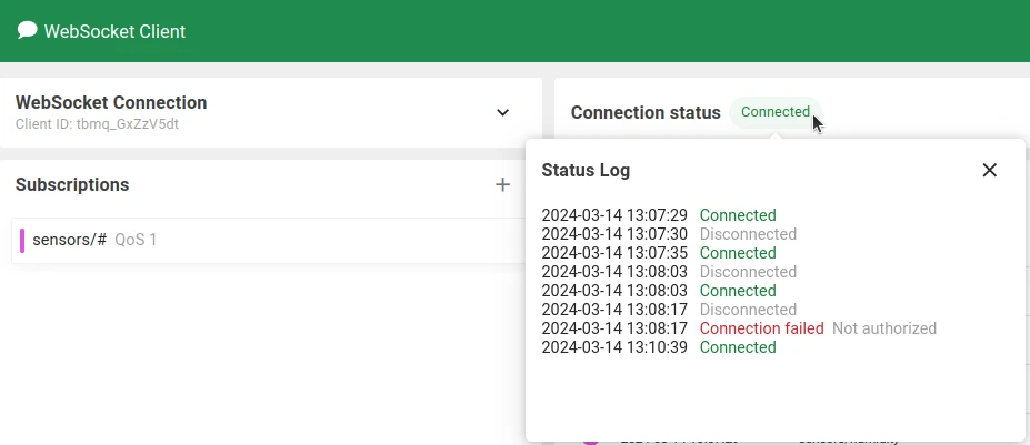 Connection status history on hover