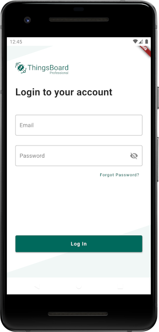 Android login screen Android login screen